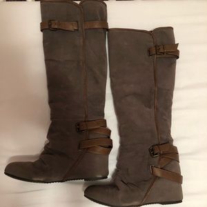 Grey Wedge Boots